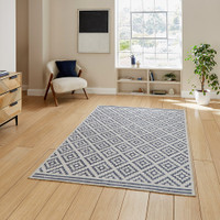 Coral Blue Modern Diamonds Washable Rug