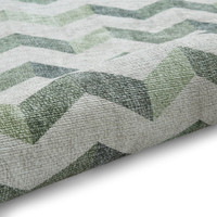 Coral Green Geometric Waves Washable Rug