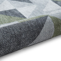Coral Green Grey Geometric Washable Rug