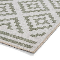 Coral Green Modern Diamonds Washable Rug