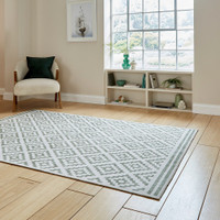 Coral Green Modern Diamonds Washable Rug