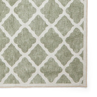 Coral Green Modern Washable Rug
