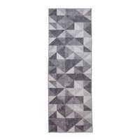 Coral Grey Geometric Washable Rug Runner