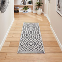 Coral Grey Modern Diamonds Washable Rug Runner