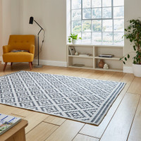 Coral Grey Modern Diamonds Washable Rug