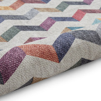 Coral Multi Geometric Waves Washable Rug Runner