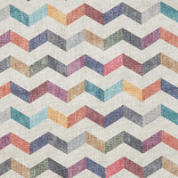 Coral Multi Geometric Waves Washable Rug Runner