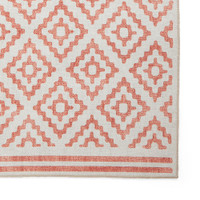 Coral Orange Modern Diamonds Washable Rug
