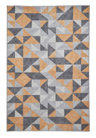 Coral Orange Grey Geometric Washable Rug