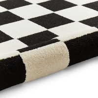 Elio Black White Modern Checker Rug