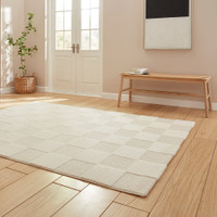 Elio Cream Modern Checker Rug