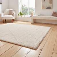 Ideal Shaggy Cream Berber Diamond Rug