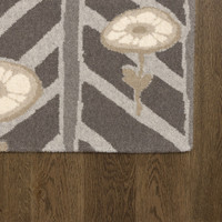 V&A Tempo Natural Moderne Graphite Floral Rug