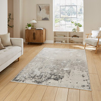 Mirage Grey Modern Abstract Faded Rug