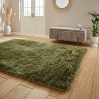 Polar Plush Olive Green Soft Shaggy Rug