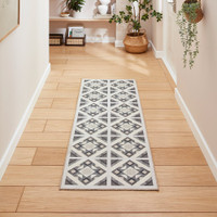 Victoria Grey Beige Diamonds Geo Washable Rug
