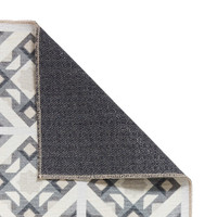 Victoria Grey Beige Diamonds Geo Washable Rug