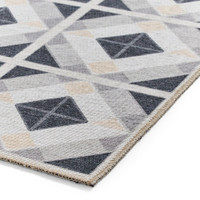 Victoria Grey Beige Diamonds Washable Rug