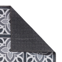 Victoria Grey Floral Washable Rug Runner