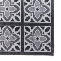 Victoria Grey Floral Washable Rug