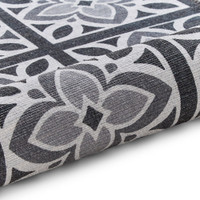 Victoria Grey Floral Washable Rug