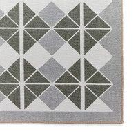 Victoria Grey Green Modern Diamonds Washable Rug Runner