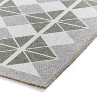 Victoria Grey Green Modern Diamonds Washable Rug