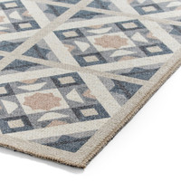 Victoria Grey Orange Diamonds Geo Washable Rug Runner