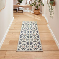 Victoria Grey Orange Diamonds Geo Washable Rug Runner