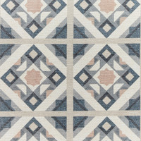 Victoria Grey Orange Diamonds Geo Washable Rug