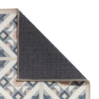 Victoria Grey Orange Diamonds Geo Washable Rug