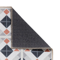 Victoria Grey Orange Diamonds Washable Rug Runner