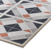 Victoria Grey Orange Diamonds Washable Rug