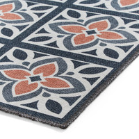 Victoria Grey Orange Floral Washable Rug Runner