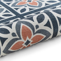 Victoria Grey Orange Floral Washable Rug
