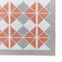Victoria Grey Orange Modern Diamonds Washable Rug