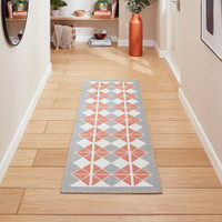 Victoria Grey Orange Modern Diamonds Washable Rug