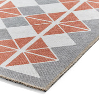 Victoria Grey Orange Modern Diamonds Washable Rug