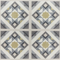 Victoria Grey Yellow Diamonds Geo Washable Rug
