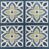 Victoria Grey Yellow Floral Washable Rug Runner