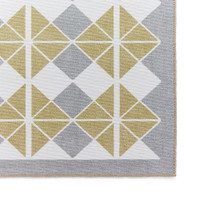 Victoria Grey Yellow Modern Diamonds Washable Rug