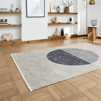 Whisper Beige Green Modern Divided Washable Rug Runner