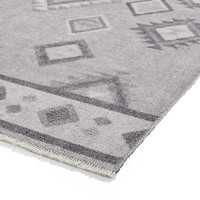 Whisper Grey Modern Diamonds Washable Rug