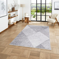 Whisper Grey Modern Washable Rug Runner