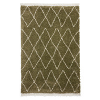 Boho 8280 Green Berber Shaggy Moroccan Rug Runner