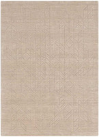 On Sale Alessa Plain Beige Handmade Wool Rug 61x91cm