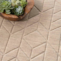 On Sale Alessa Plain Beige Handmade Wool Rug 61x91cm