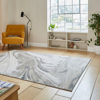 On Sale Tidal Silver Modern Abstract Rug 200x290cm