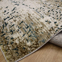 On Sale Stella Metallic Golden Aqua Blue Rug 135x200