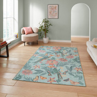 Catherine Lansfield Amaya Tropical Birds Washable Green Rug Runner